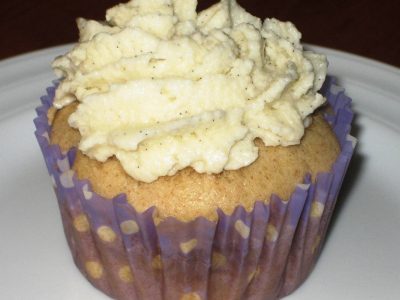 Peach and Lavender Cupcakes with a Peach Butter Cream Frosting